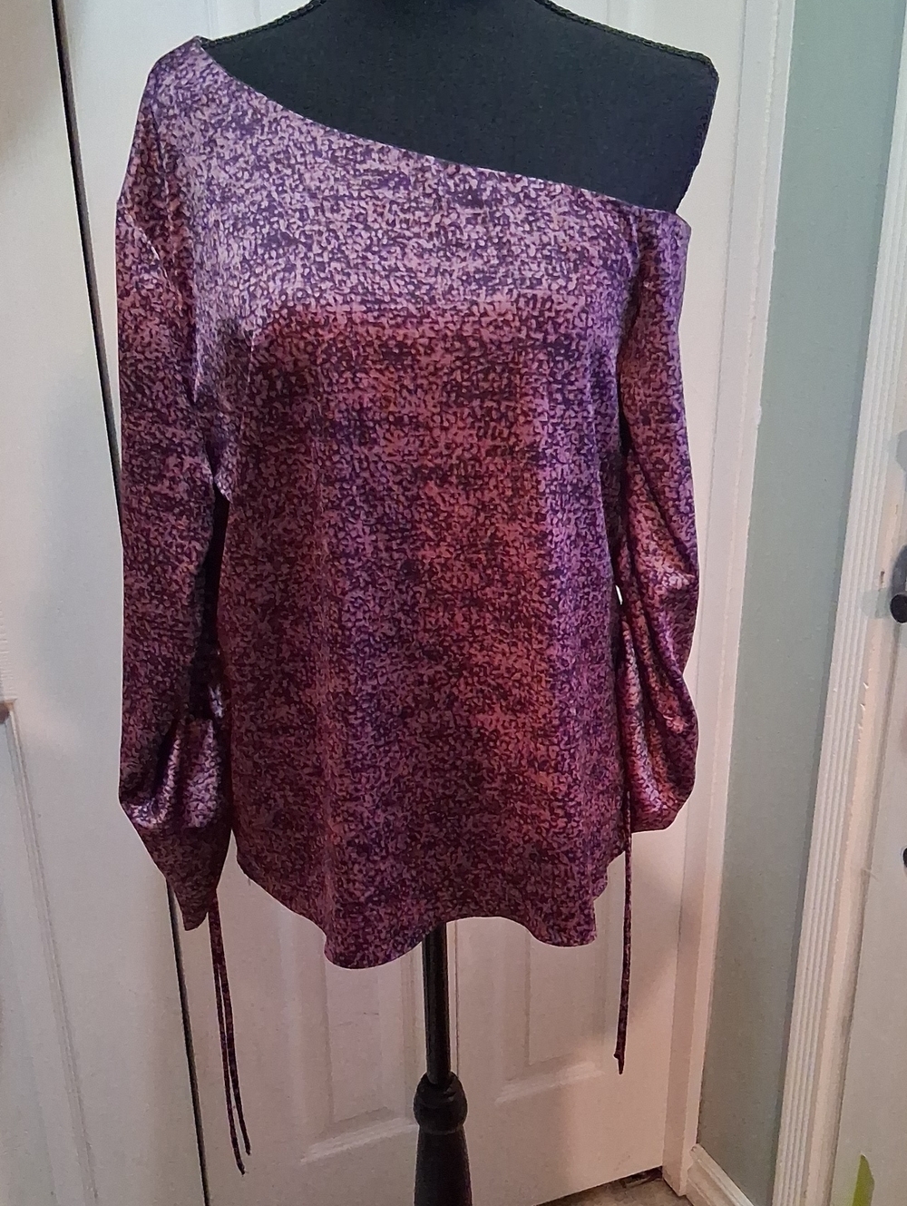 H by Halston Purple One-Shoulder Small Blouse. New